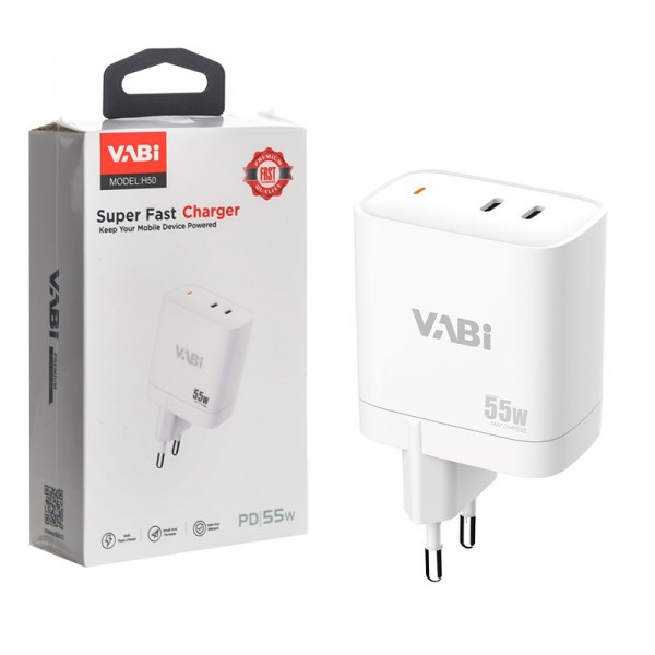 شارژر دیواری ۵۵ وات وابی (VABI) مدل H50 – شارژ سریع و همزمان