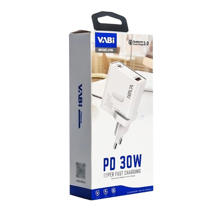 شارژر ۳۰ وات دو پورت وابی (VABI) مدل H36 – اورجینال