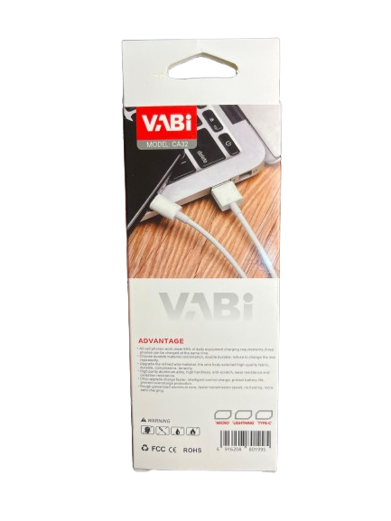 پشت کارتن کابل تایپ سی Vabi مدل CA32