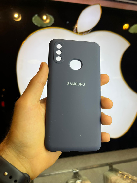 کاور طوسی سیلیکونی اورجینال پاک کنی سامسونگ A10s با محافظ لنز