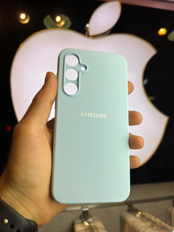 کاور آبی روشن سیلیکونی اورجینال پاک کنی سامسونگ S23 FE با محافظ لنز