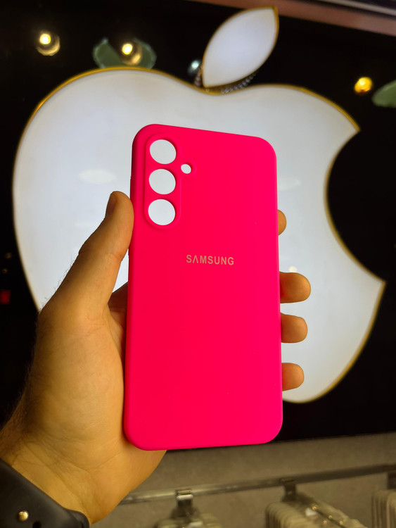 کاور صورتی سیلیکونی اورجینال پاک کنی سامسونگ S23 FE با محافظ لنز