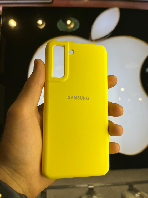 کاور زرد سیلیکونی اورجینال پاک کنی سامسونگ S21 FE با محافظ لنز