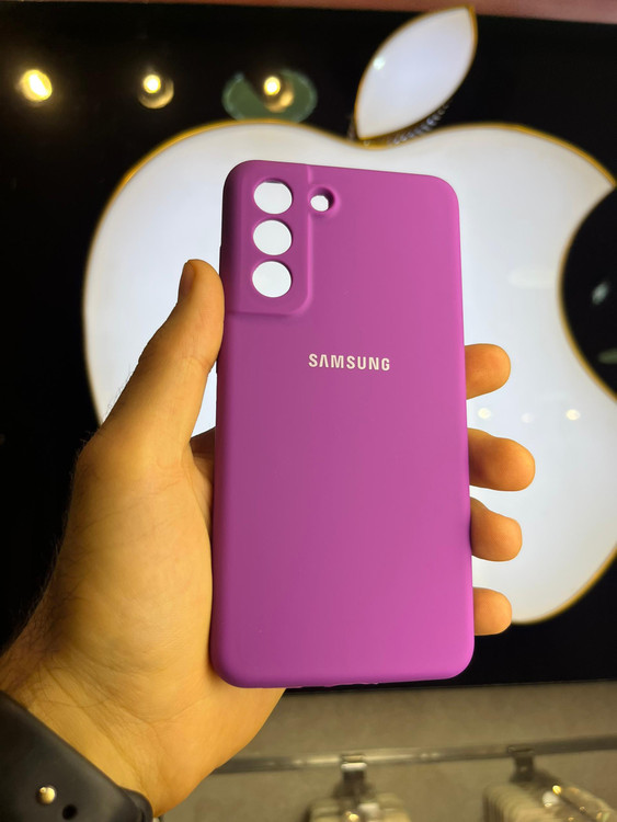 کاور بنفش سیلیکونی اورجینال پاک کنی سامسونگ S21 FE با محافظ لنز