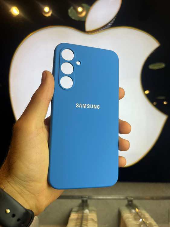 کاور آبی سیلیکونی اورجینال پاک کنی سامسونگ A55 با محافظ لنز