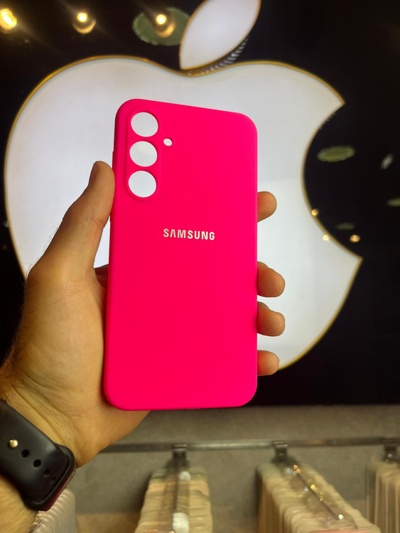 کاور صورتی سیلیکونی اورجینال پاک کنی سامسونگ A55 با محافظ لنز