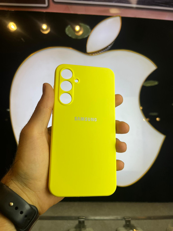 کاور زرد سیلیکونی اورجینال پاک کنی سامسونگ A55 با محافظ لنز