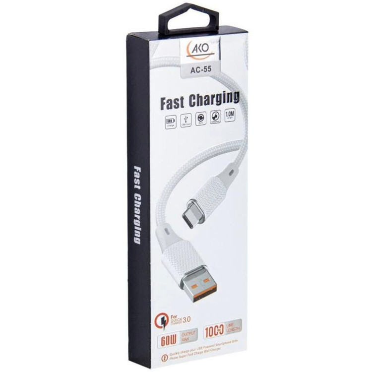 کارتن کابل USB به Type-C فست شارژ آکو مدل AC-55