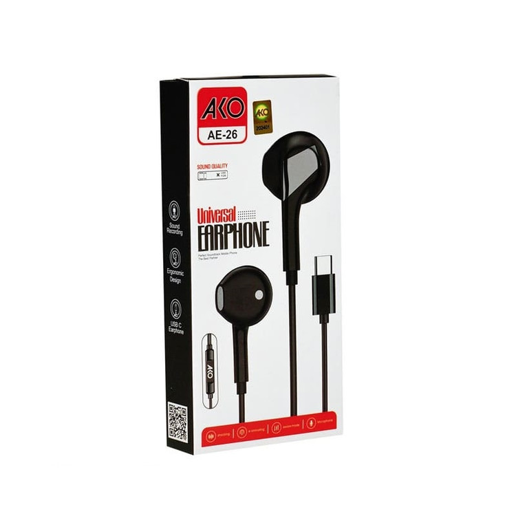 کارتن هندزفری سیمی AKO مدل AE-26 تایپ سی