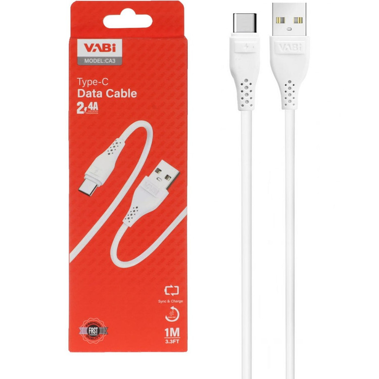 کارتن کابل شارژ فست VABI مدل CA3 – تایپ سی ۱ متر