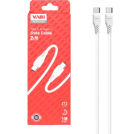 کارتن کابل شارژ فست VABI مدل CA4 دوسر تایپ سی طول ۱ متر