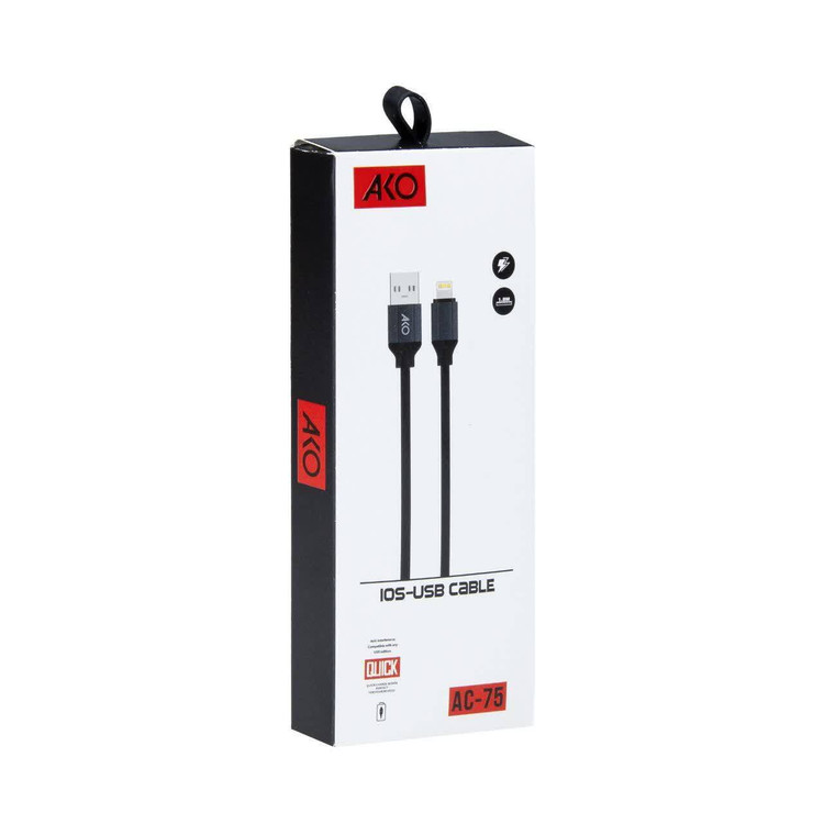 کارتن کابل تبدیل USB به Lightning فست شارژ AKO AC-75 طول 1 متر