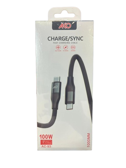 کابل شارژ دو سر تایپ سی AKO AC-93 فست شارژ پرسرعت