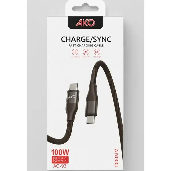 کارتن کابل شارژ دو سر تایپ سی AKO AC-93 فست شارژ پرسرعت