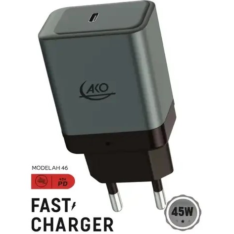 شارژر دیواری فست شارژ AKO AH-46 توان 45 وات تایپ سی