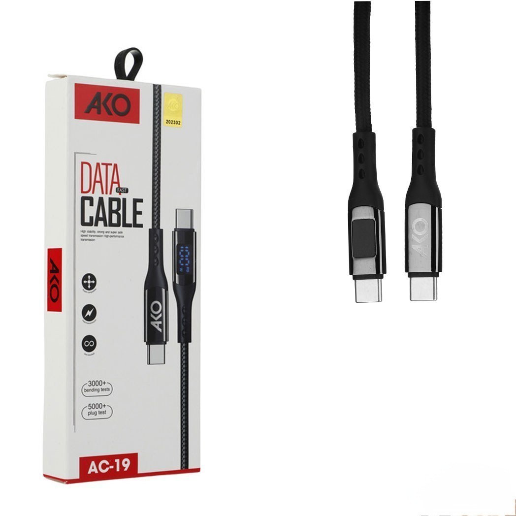 کابل تایپ سی به تایپ سی آکو AKO AC19 فست شارژ پرقدرت مناسب گوشی و لپتاپ