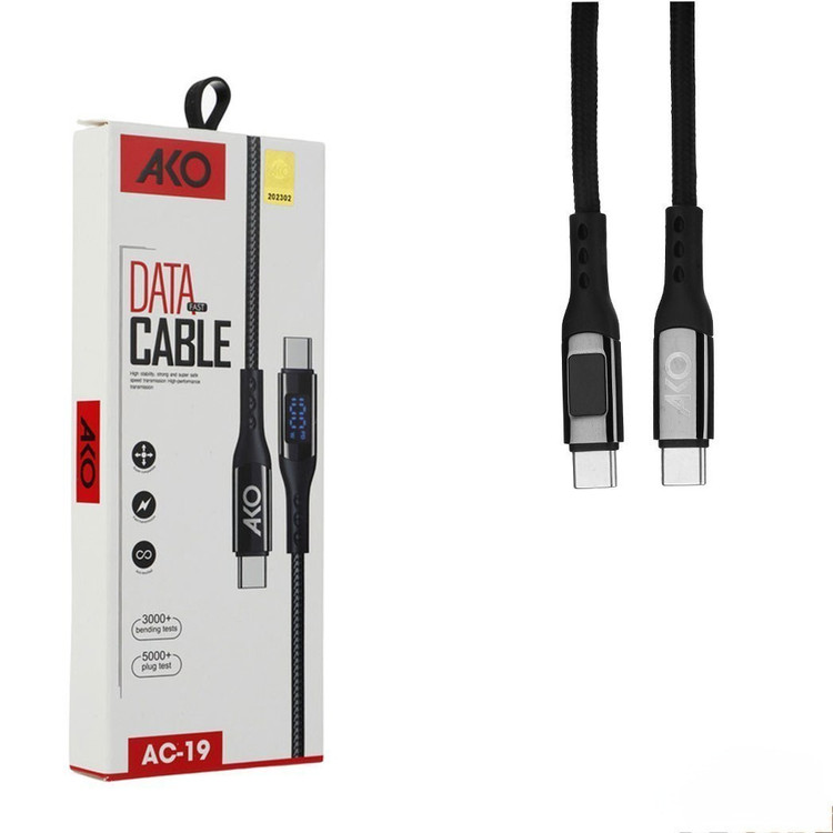 کابل تایپ سی به تایپ سی آکو AKO AC19 فست شارژ پرقدرت مناسب گوشی و لپتاپ