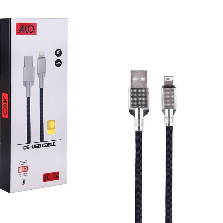 سیم کابل شارژ آیفون آکو AKO AC-24 لایتنینگ بادوام مناسب استفاده روزمره