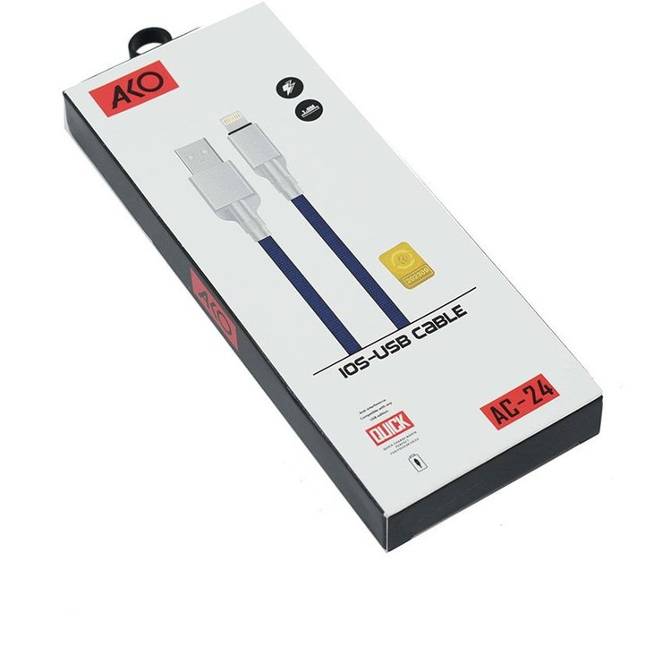 جعبه کابل شارژ آیفون آکو AKO AC-24 لایتنینگ بادوام مناسب استفاده روزمره