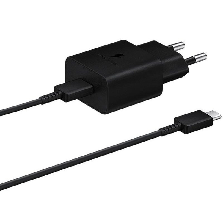 مشکی شارژر اصلی سامسونگ EP-T1510 توان 15 وات همراه کابل تایپ سی دو پین اورجینال