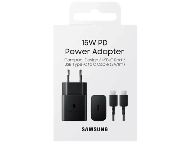 جعبه شارژر اصلی سامسونگ EP-T1510 توان 15 وات همراه کابل تایپ سی دو پین اورجینال