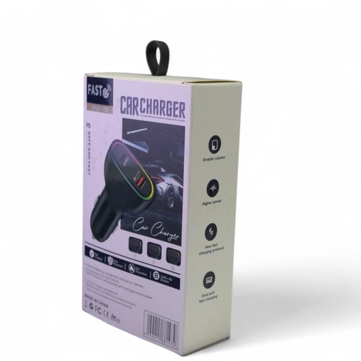 پشت کارتن شارژر فندکی خودرو WKN-105 60W دو پورت